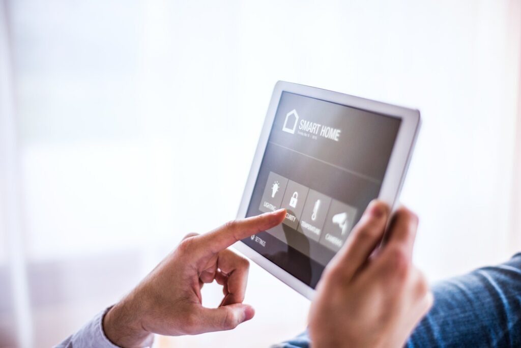 A tablet with smart home screen.